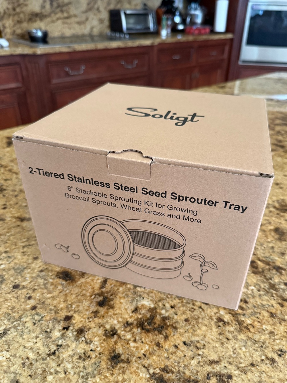 New - Solite 2 tiered stainless steel sprouter tray , with seeds